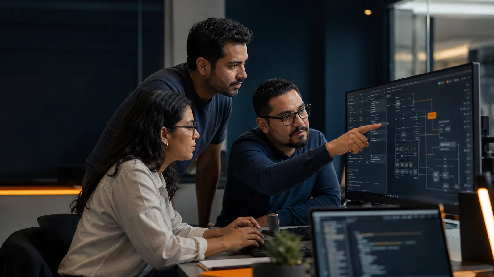 Senior bilingual nearshore software engineers collaborating on cloud architecture for US companies
